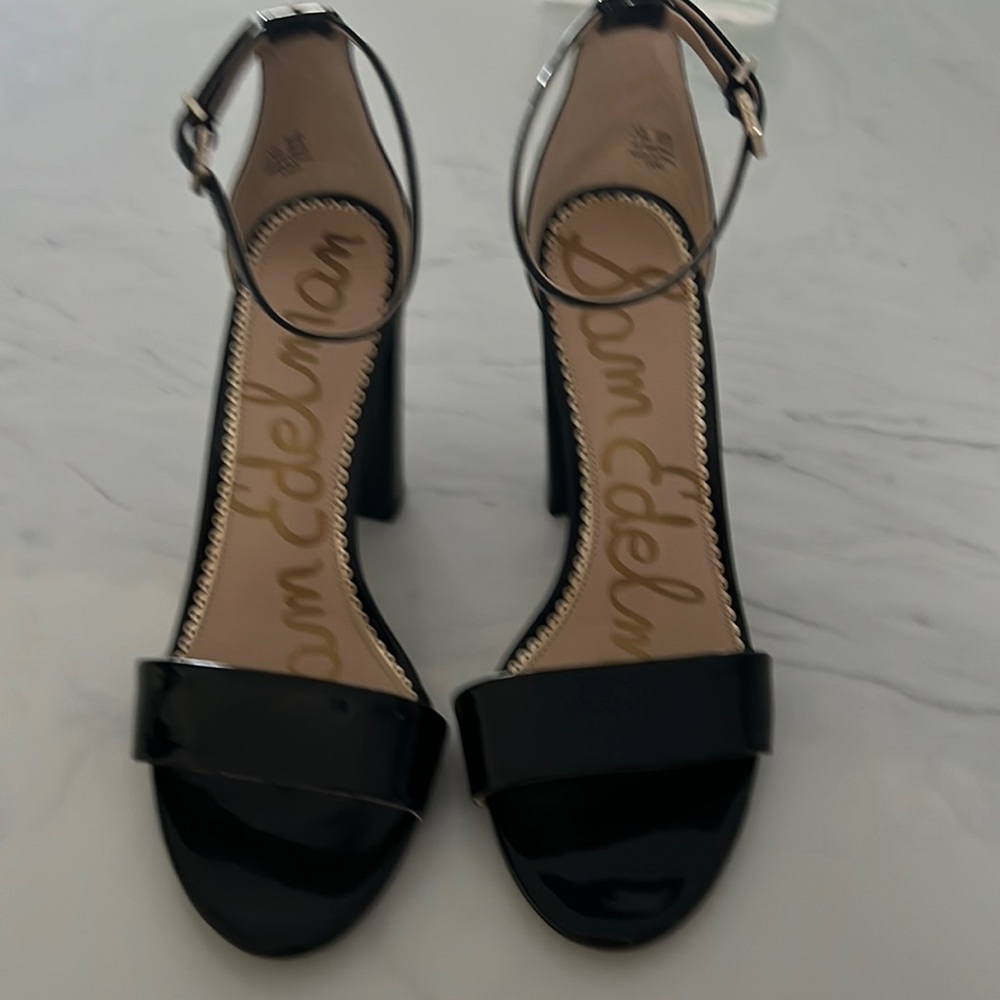 Black Patent Leather Ankle Strap Shoes